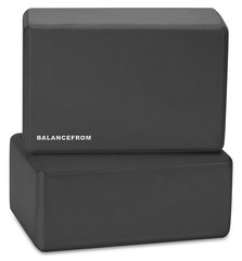 Set of 2 High Density Yoga Blocks, 9″x6″x4″ Each, Pair (Black)