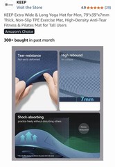 KEEP Extra Wide & Long TPE Yoga Mat 79×39 7mm Non-Slip Tear-Resistant Blue