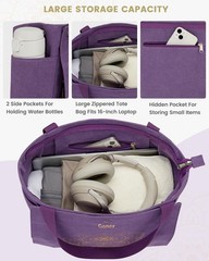Yoga Mat Bag Tote with Pockets Canvas Gym Bag for Women Men Large
