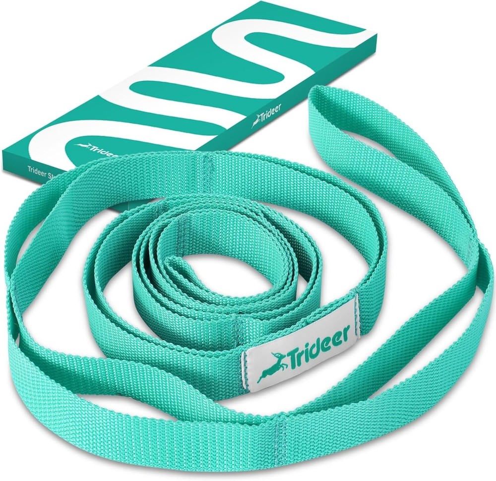 Trideer Stretching Strap, 10 Loop Non-Elastic Yoga Strap for Exercise, & Therapy