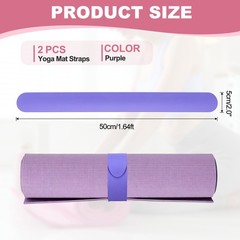 2Pcs Yoga Mat Strap Slap Band One Snap Yoga Mat Slap Band, Purple
