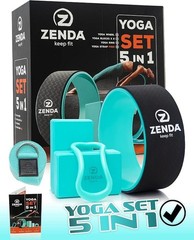 Yoga Set 5 in 1 | Yoga Wheel Set | Yoga Kit with Yoga Wheel for Back Pain, 2 Yog