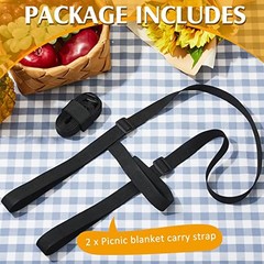 2 Pcs Picnic Blanket Carry Strap for Camping Motorcycle Bedroll Adjustable