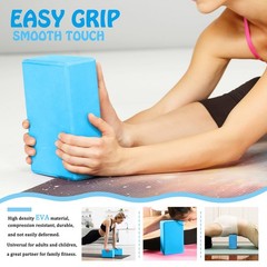 Yoga Blocks 2 Pack, Soft Non-Slip Foam with Beveled Edges Blue