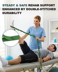 Non-Elastic Stretching Strap with Loops for Physical Therapy & Rehab, Knee Hi…