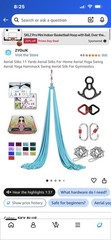 Aerial Silks Yoga Swing, Aerial Yoga Hammock Swing 11 yards and Color Blue