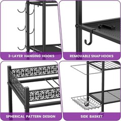 Portable Yoga Mat Storage Organizer with 360° Wheels & Hooks for Gym Gear