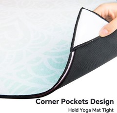 Yoga Towel with Corner Pockets, Non Slip Grip Dots Sweat Absorbent Hot