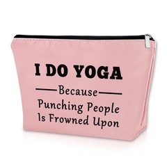 Sazuwu Yoga Themed Pink Makeup Bag Cosmetic for Lovers Medium,