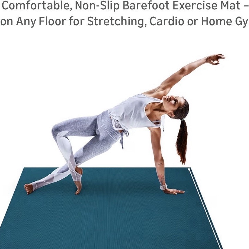 Gorilla Mats Extra Thick Non-Slip Double-Sided Yoga Mat 7’x5′ Blue