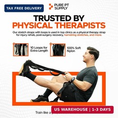 Pure PT Stretching Strap with 10 Loops – Non-Elastic – Physical Therapist-Approv