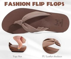 Womens Flip Flops With Arch Support Comfortable Yoga Mat Cushion Thong 8 Brown