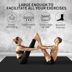 Yoga Mat for and Men, Extra Long and Wide Exercise Mat(72″x48″/84″x30″), Larg…