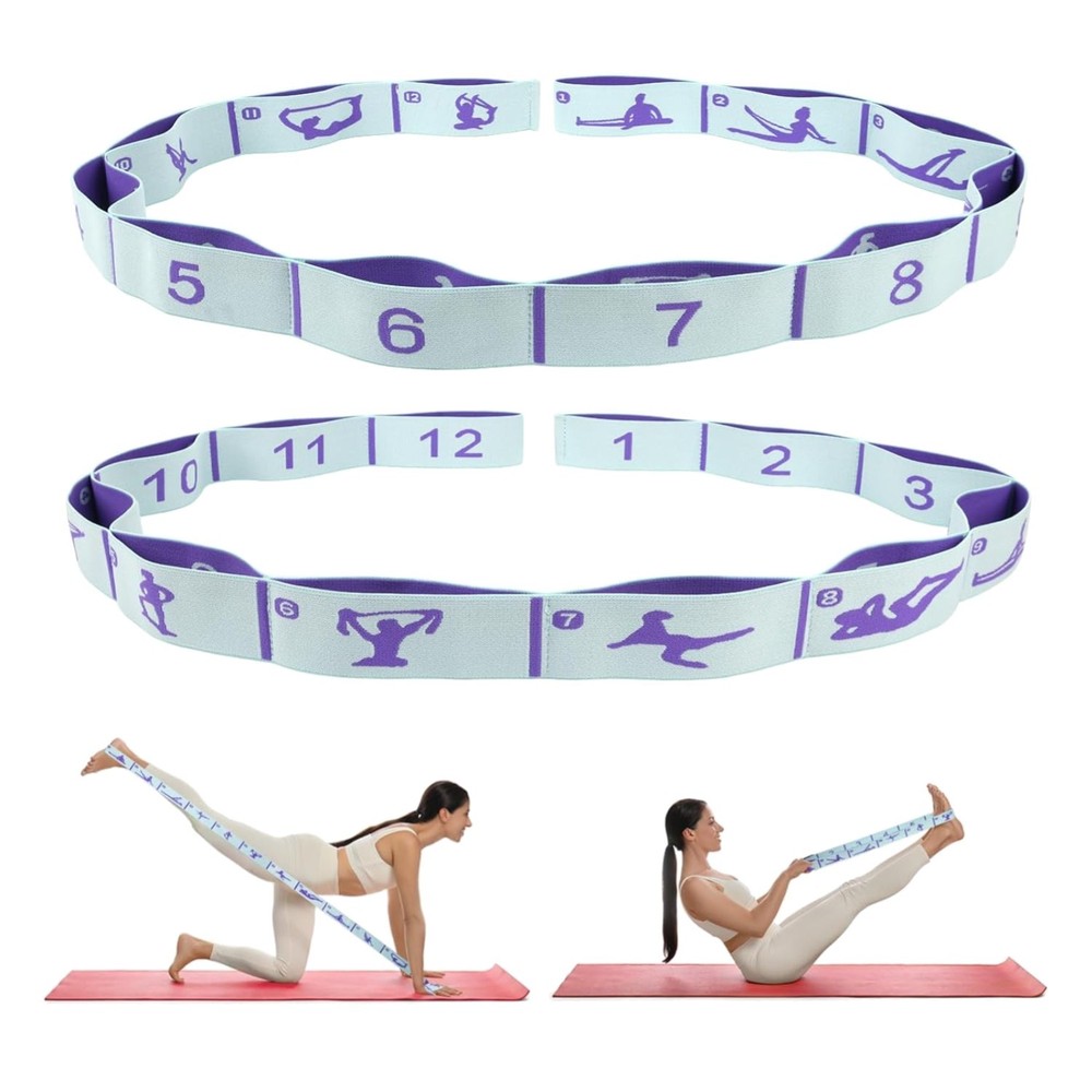 Elastic Yoga Stretching Strap with Loops, Stretch Straps for Physical Therapy…