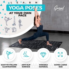 Extra-Large 6′ x 4′ Instructional Yoga Mat with Poses Printed On It – 2X Wide…