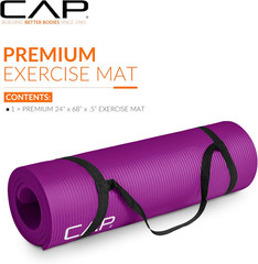 1/2-Inch High Density Exercise Yoga Mat with Strap | Multiple Options