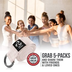 5 Pack Yoga Exercise Adjustable Straps 8Ft | BONUS eBook | with Durable D-Rin…
