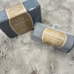 Oak & Reed Lot Of Grey Yoga Block & Microfiber Sweat Towel New
