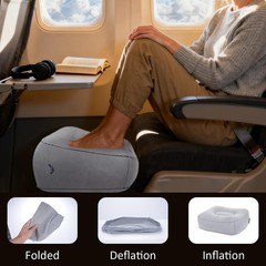 Inflatable Foot Rest for Airplane Travel & Office, Portable Leg Rest Pillow, …