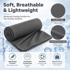 Cooling Towel 43.3″ x 15.7″ – Ice Sweat for Neck 43.3″X15.7″, Dark-gray