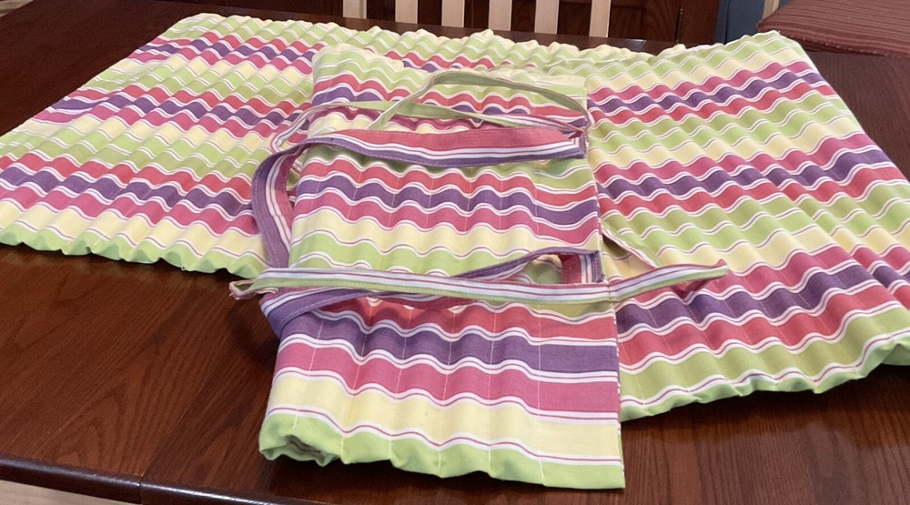 Roll Up Beach/Yoga Mat..Beachy Stripes, Padded approx. 24”x67”