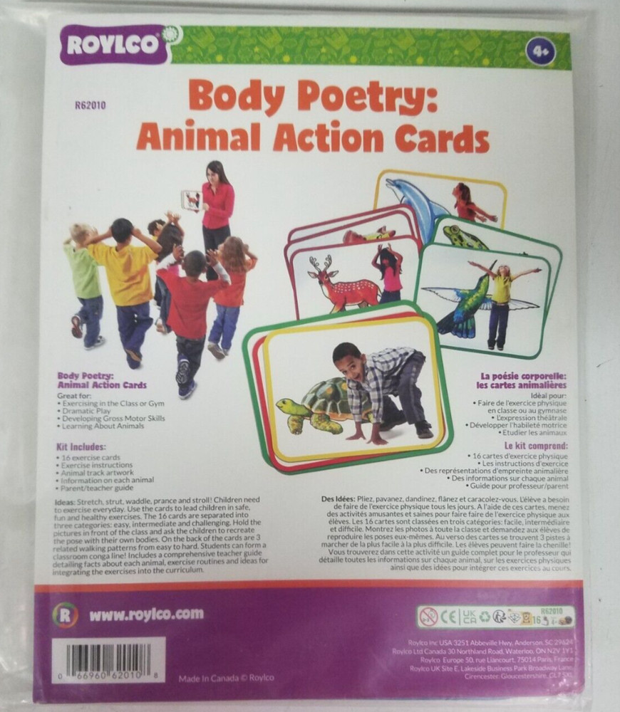 Roylco Body Poetry: Animal Action Cards – Set of 16