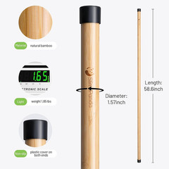 5FT Yoga Stick – Natural Bamboo Stretching Stick with Non-Slip Caps