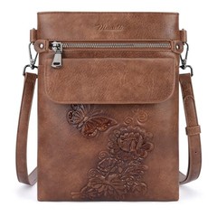Small Crossbody Purse for Women, Vegan Leather Multi Pocket Bag with Brown