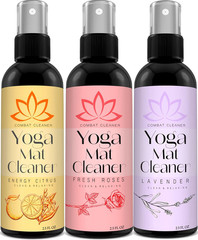 Yoga Mat Cleaner Spray Kit (Pack of 3) Includes a Microfiber Towel, Restores and