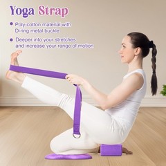 RoundFunny 5 Pcs Yoga Blocks Knee Pads Yoga Strap Set Soft Premium Foam Block…