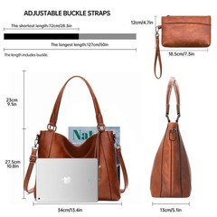 Long Keeper Vegan Leather Tote Handbags Women Large Capacity Hobo Shoulder Ba…