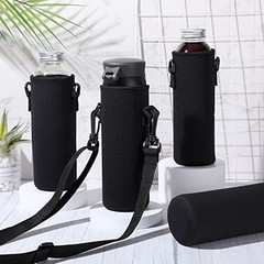 12 Pcs Water Bottle Sleeve with Shoulder Strap 25oz Sublimation Water Black