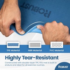 Robust Non-Slip Yoga Mat with Strap, 1/4″ Thick TPE 72*24*0.25 inch, Blue