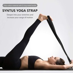 Ultimate Yoga Set: 2 Black Non-Slip Blocks & 8FT Strap for Enhanced Stretching