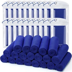 Biange Cooling Towel (Pack of 20, 40″x12″) with Pouches 40″ x 12″, 20darkblue