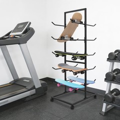 5 Tiers Yoga Mat Storage Rack Large Capacity Yoga Mats Organizer Shelf w/ Wheels
