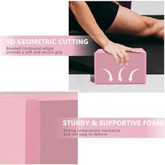 Yoga Blocks, Soft Non-Slip Surface Premium Foam Blocks, 9″x6″x3″ pink-1 Pack