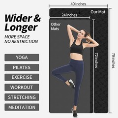 Extra Long TPE Yoga Mat 79″ X 40″ X 1/2″ Thick Non-Slip Exercise Mat For Home