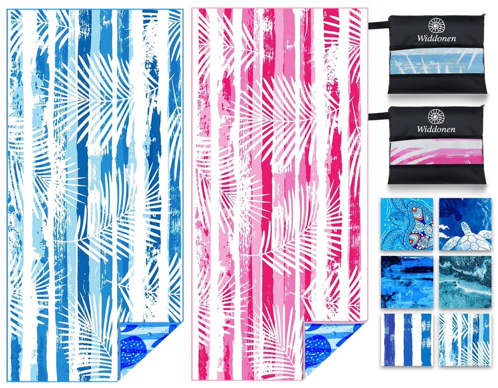 2 Pack Lightweight Thin Microfiber Beach Towel Sand Free Quick Dry Absorbent …