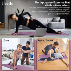 Yoga Mat with Strap – 10Mm Thick Yoga Mat, Non-Skid Dual Surface Workout Mat, Ec