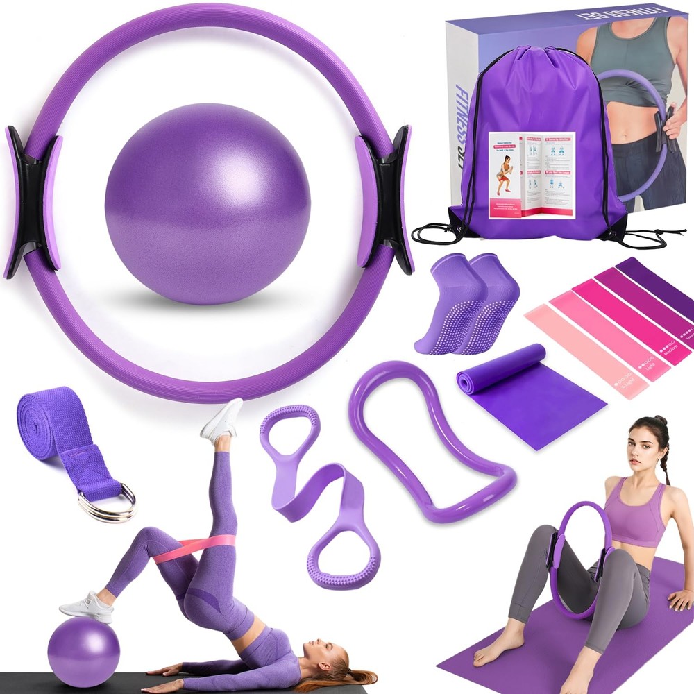 Pilates Ring Equipment Set, Home Pilates Kit for Women with 13’’ Magic Ring w…
