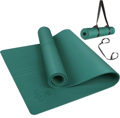 Eco Friendly Yoga Mat with Alignment Lines, Carry Strap, Non Slip TPE Yoga Ma…