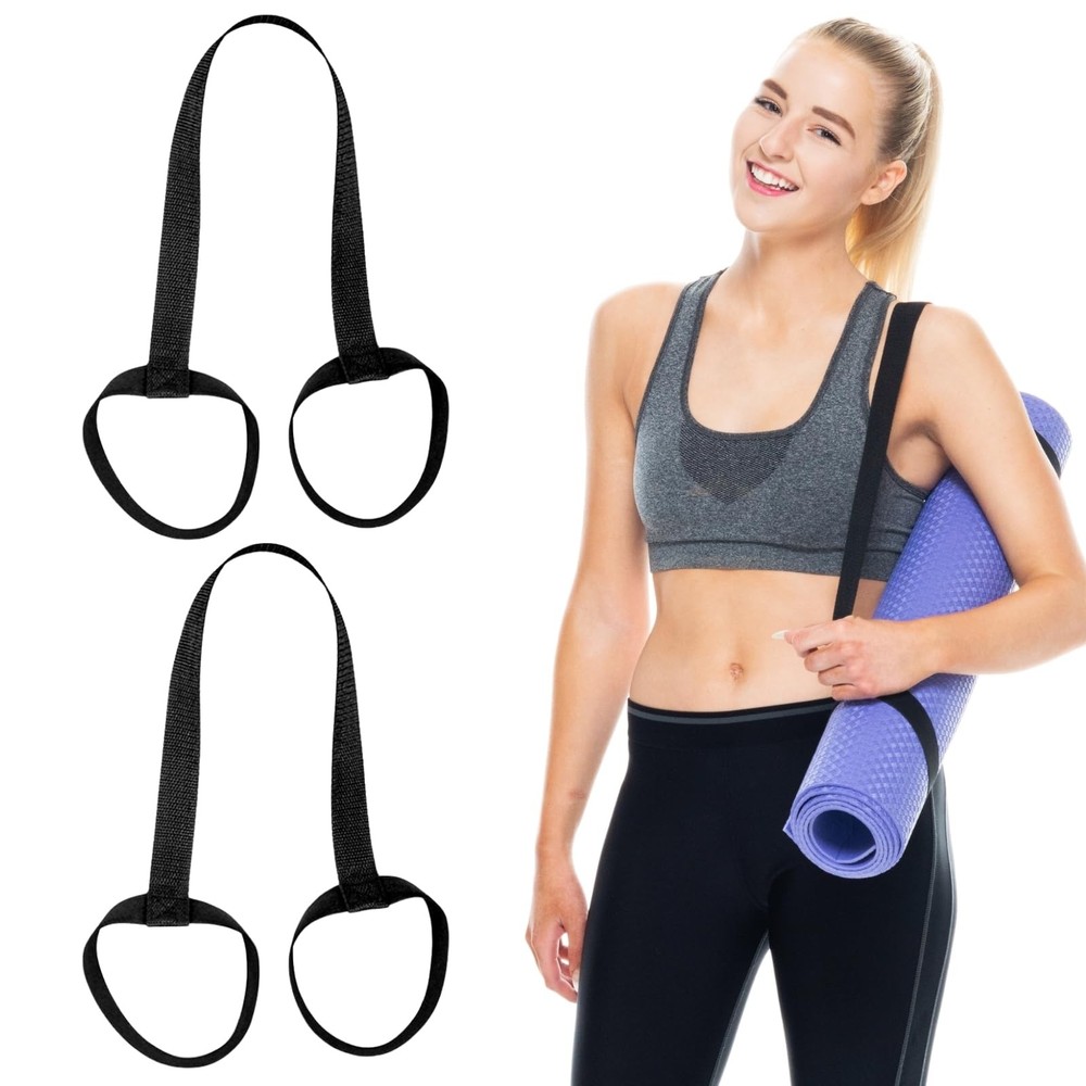 2 Pack Black Yoga Mat Carry Straps Adjustable Durable Sling Fit …