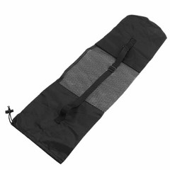Adjustable Strap Black Nylon Yoga Pilates Mat Center Mesh Carrier Bag