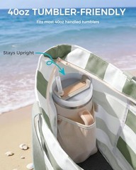 Beach Bags for Women, Large Waterproof Sandproof Beach Tote Bag with Green