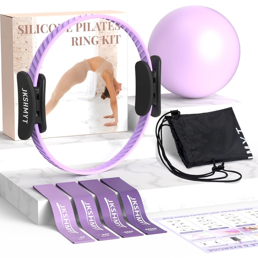 Pilates Ring Kit for Women, Equipment – 14.5″ 14.5 inch, 10pcs-Purple