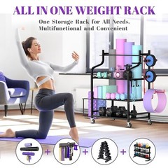 Mythinglogic Yoga Mat Storage Racks,Home Gym Storage Rack for Dumbbells Kettl…