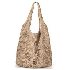 Straw Beach Bags for Women – Summer Woven Tote Bag Shoulder Handbags, Khaki New