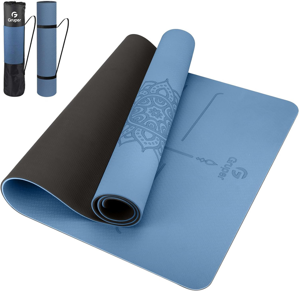 Yoga Mat Non Slip TPE Extra Wide Yoga Mat with Alignment Mark, 72″L X 32″W X 0.3