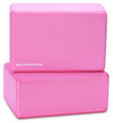 Set of 2 High Density Yoga Blocks, 9″x6″x4″ Each, Pair (Pink)